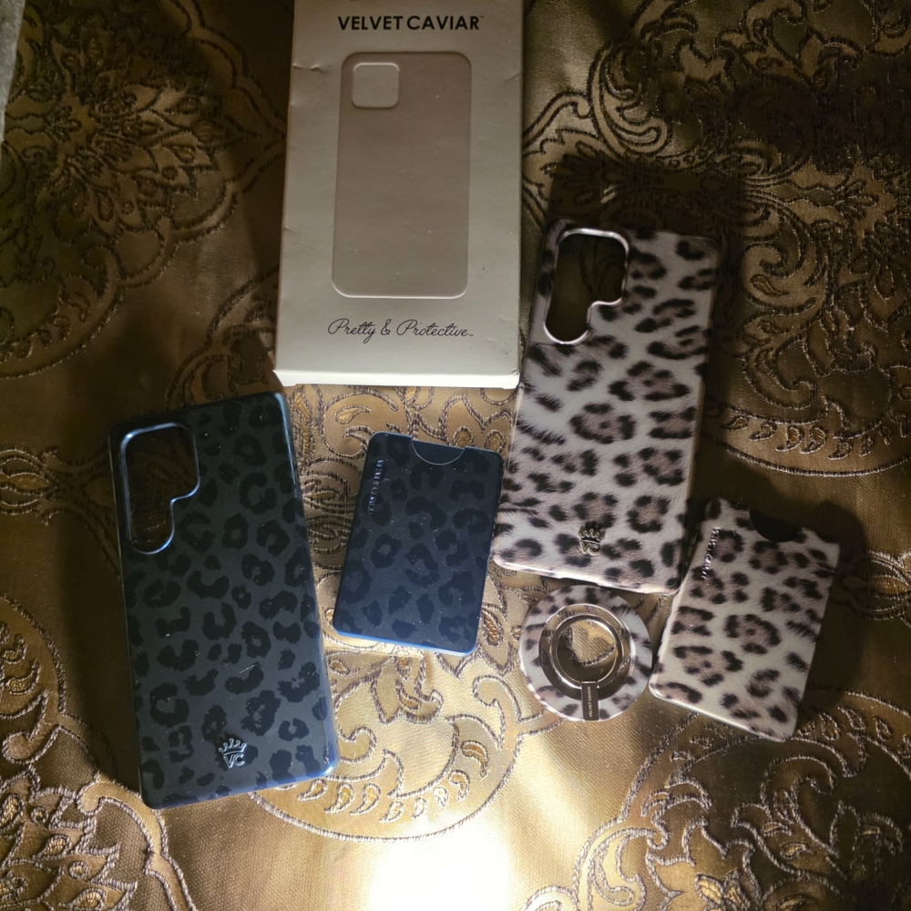 Velvet Caviar Black and Brown Leopard Phone Case Set